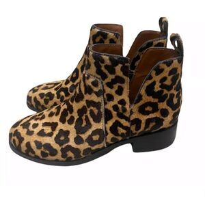 NWOB Franco Sarto Genuine Fur Leopard Boots, Sz 8.5